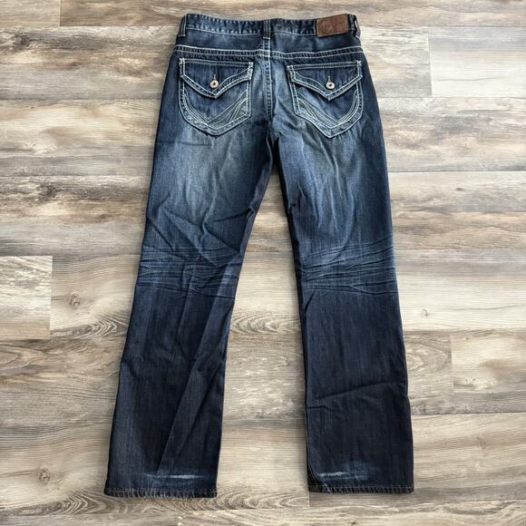 Helix Bootcut Jeans Men’s 34x32 Blue Denim Y2K Flap Pockets - Picture 6 of 8